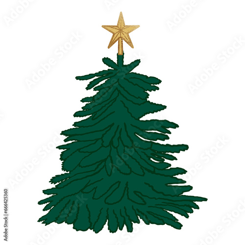 Christmas Tree With Golden Star © GloryStarDesigns