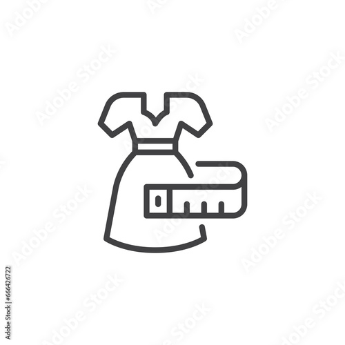 Dress and measuring tape line icon