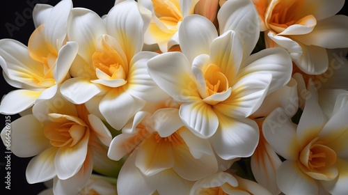 Close-up of a fresh bloom of freesia, capturing its intricate details. © baloch