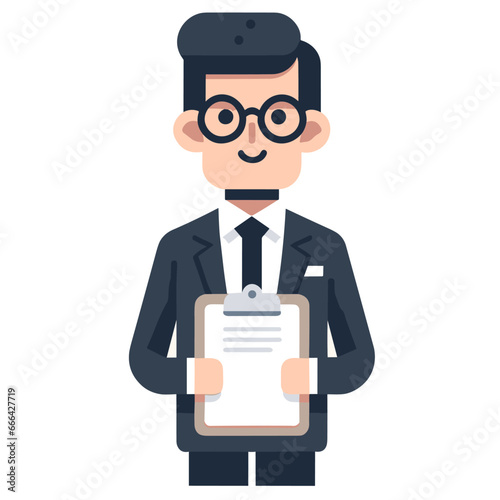 A businessman with his paper for meeting vector cartoon illustration flat design