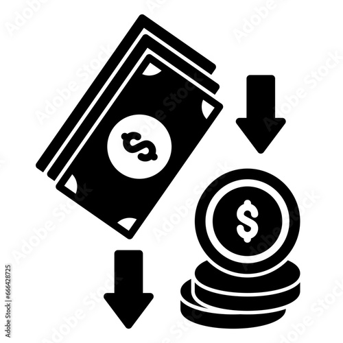 Icon of depreciation of money value