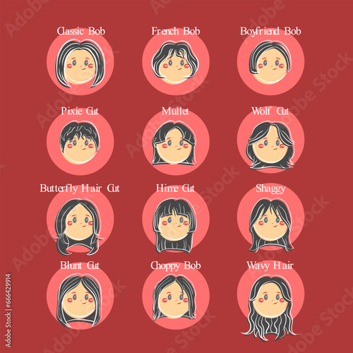 icon set women hairstyle 