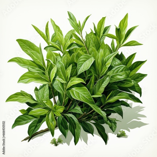 Green Tea Leaves ,Hd, On White Background