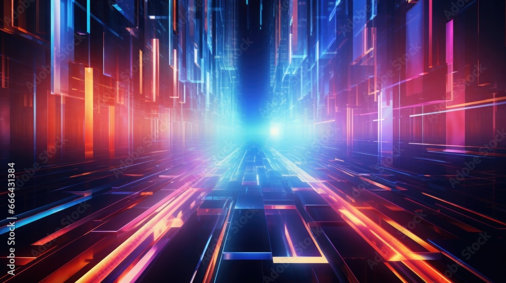 Abstract background with neon lights at dark background