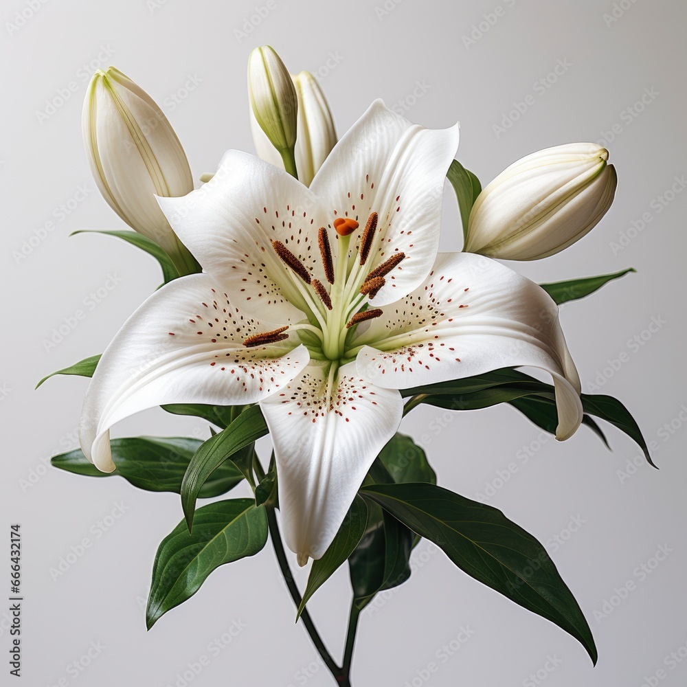 Lily Flower Closeup White Background Generative Ai,Hd, On White Background
