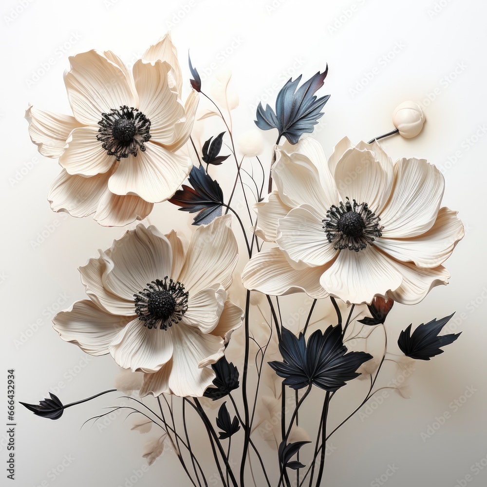 Modern Flowers Concept With Elegant Style ,Hd, On White Background
