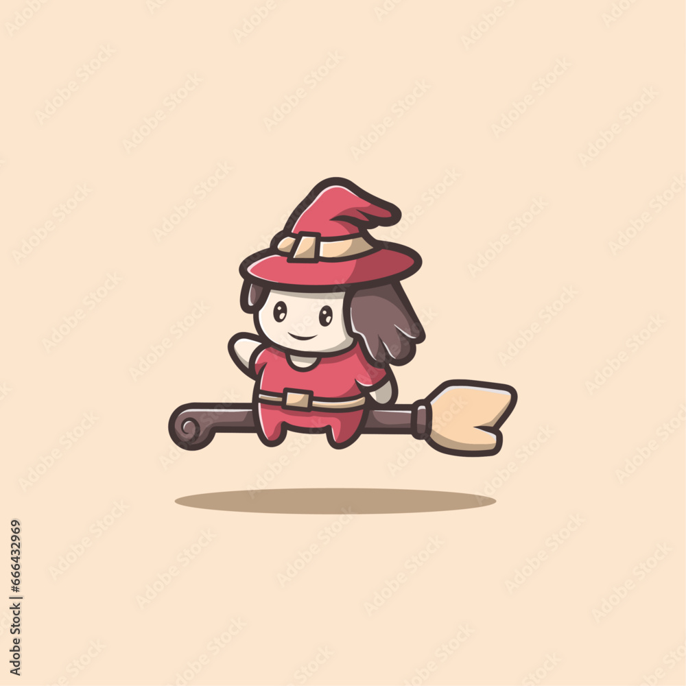 Red Witch with Broom