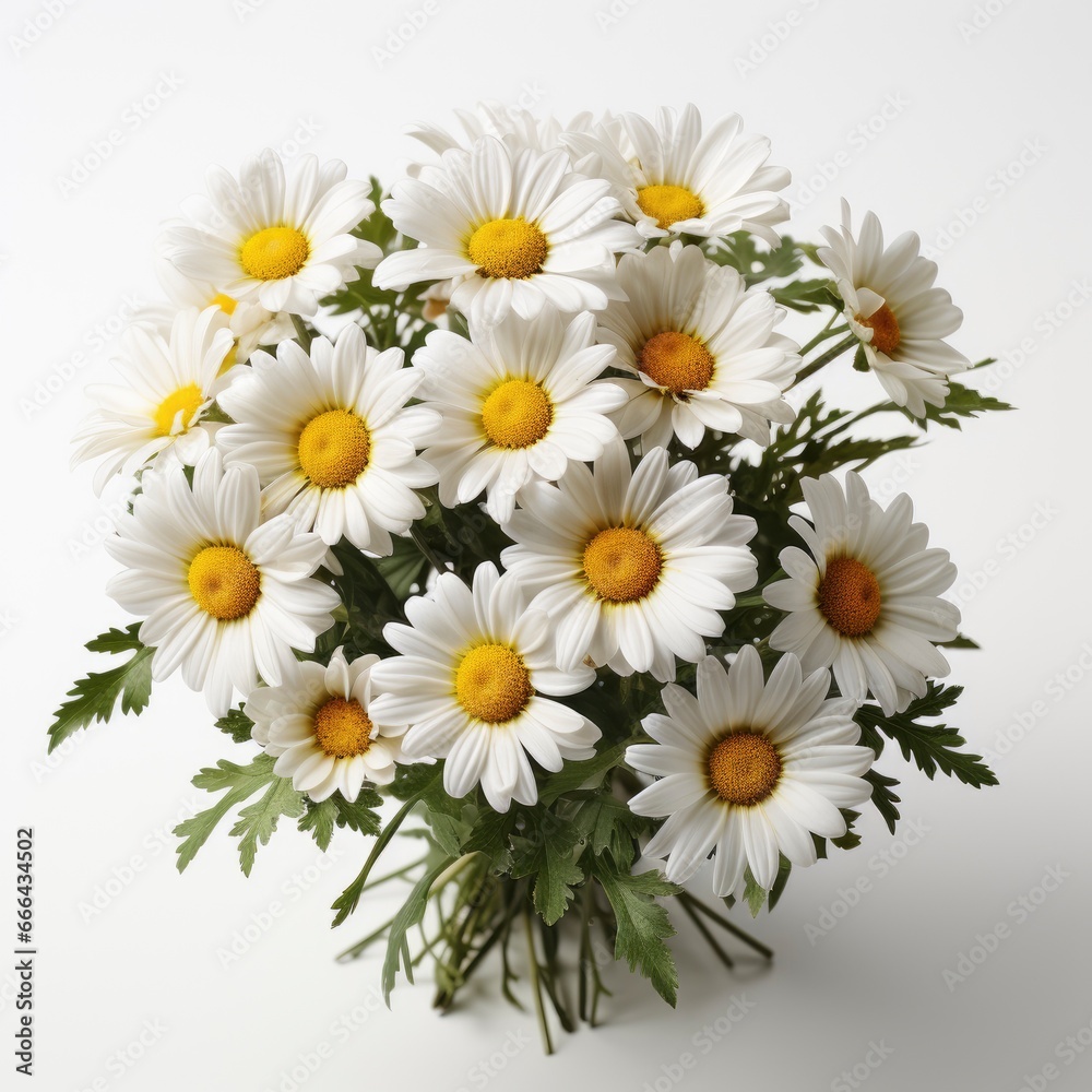 Fototapeta premium Realistic Spring Chamomile Daisy Flowers ,Hd, On White Background