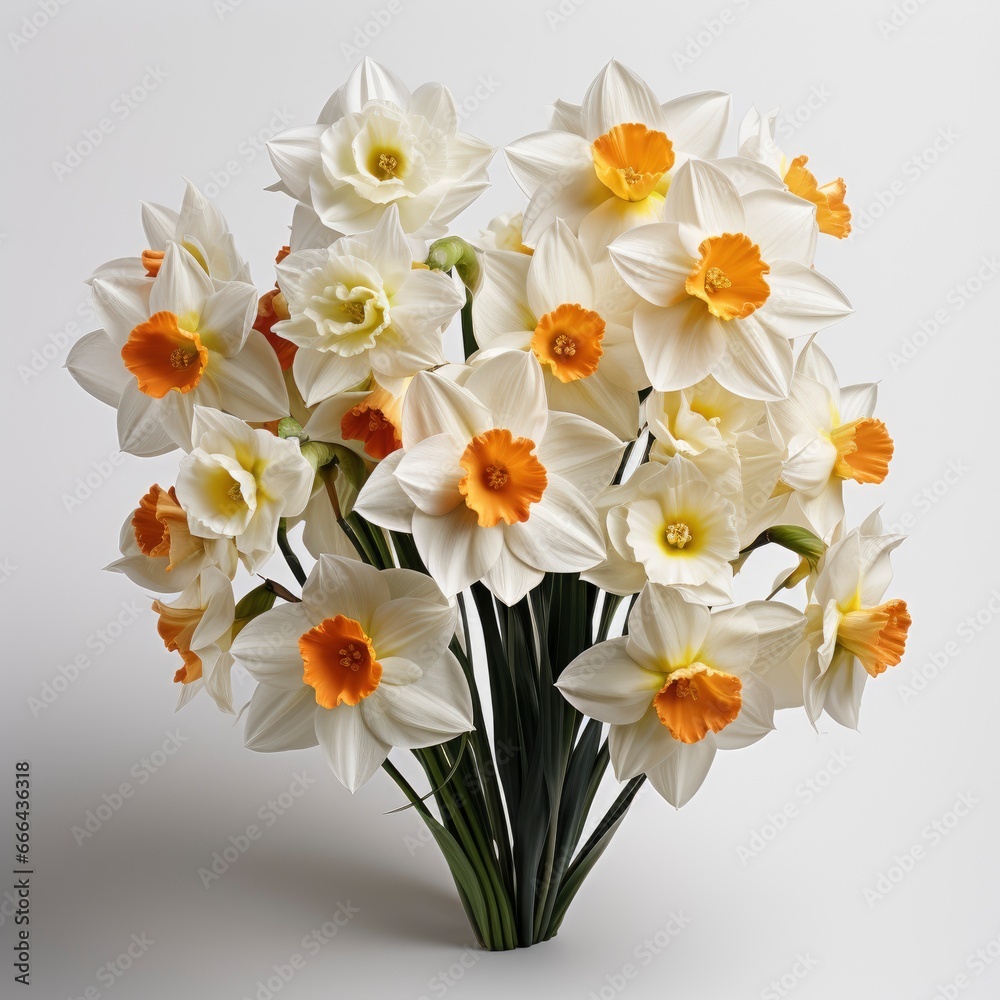 Fototapeta premium Spring Flowers Narcissus ,Hd, On White Background