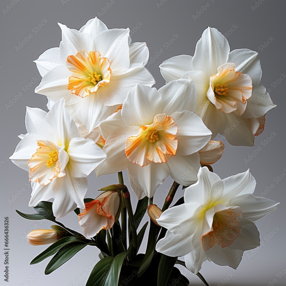 Fototapeta premium Spring Flowers Narcissus ,Hd, On White Background