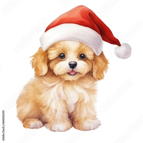 watercolor christmas cute puppy clipart