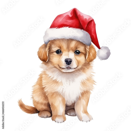 watercolor christmas cute puppy clipart © JR BEE