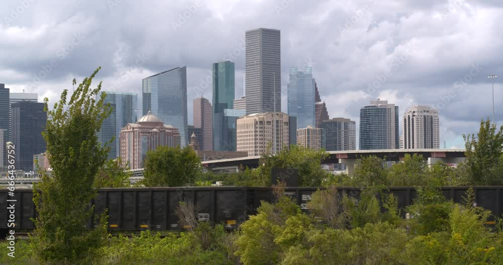 Aerial view of downtown Houston, Texas on a cloudy day Aerial view of downtown Houston, Texas on a cloudy day