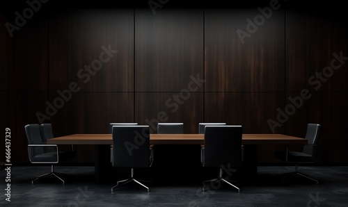 Clean and Modern White Conference Room with Minimalist Design, Copy Space © ParinApril