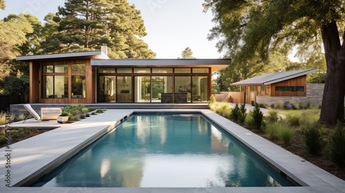 Custom designed residence in the park featuring big pool with water