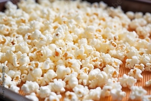 close up of popped corn, ready for candy coating