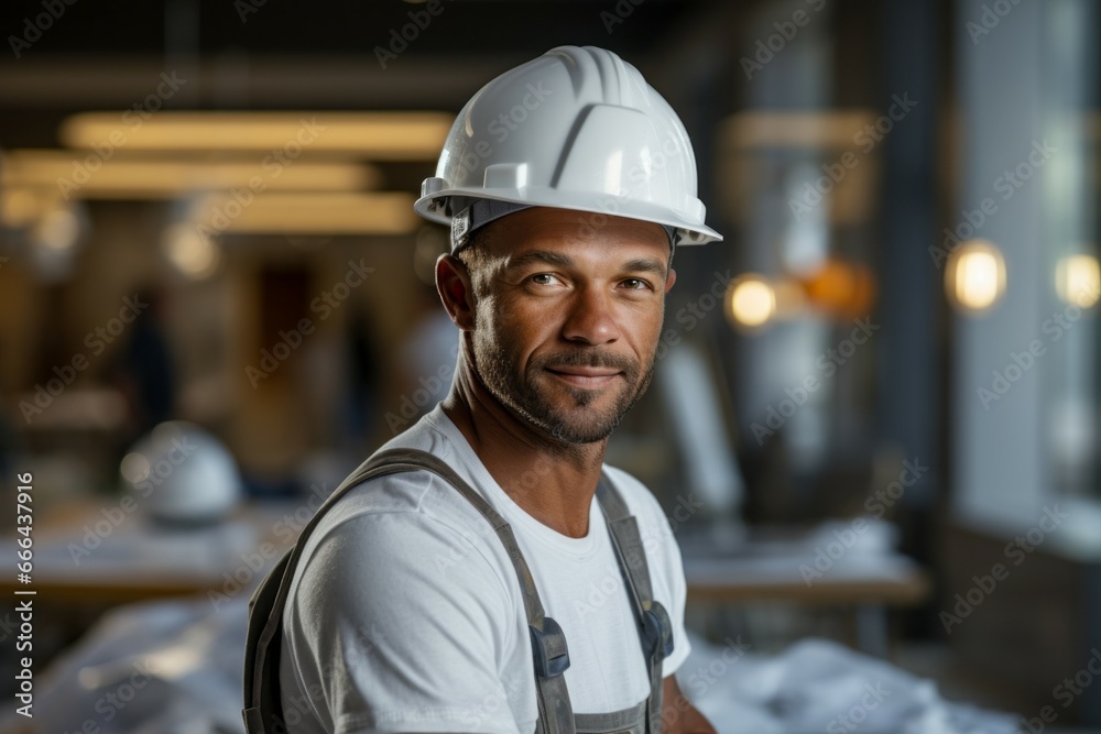 Foreman at work. Top profession concept. Portrait with selective focus and copy space Foreman at work. Top profession concept. Portrait with selective focus and copy space