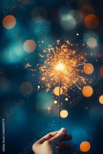 Sparkling Fireworks Illuminating the Night Sky with Vibrant Colors, Celebration and Joy, Copy Space