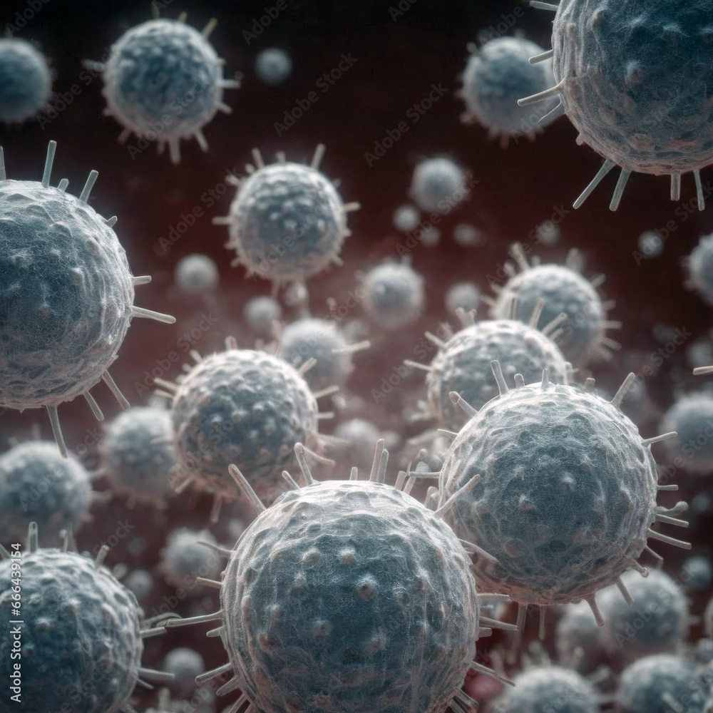 virus in a human blood cell, virus in a human blood cell,