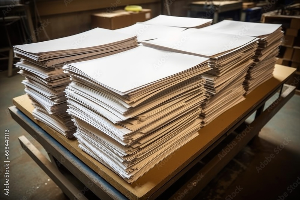 Fototapeta premium unused sheets of paper in the bin during coffee-table book production