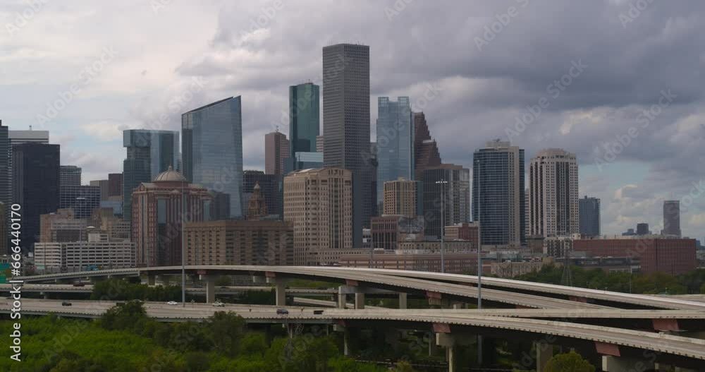 Aerial view of downtown Houston, Texas on a cloudy day Aerial view of downtown Houston, Texas on a cloudy day