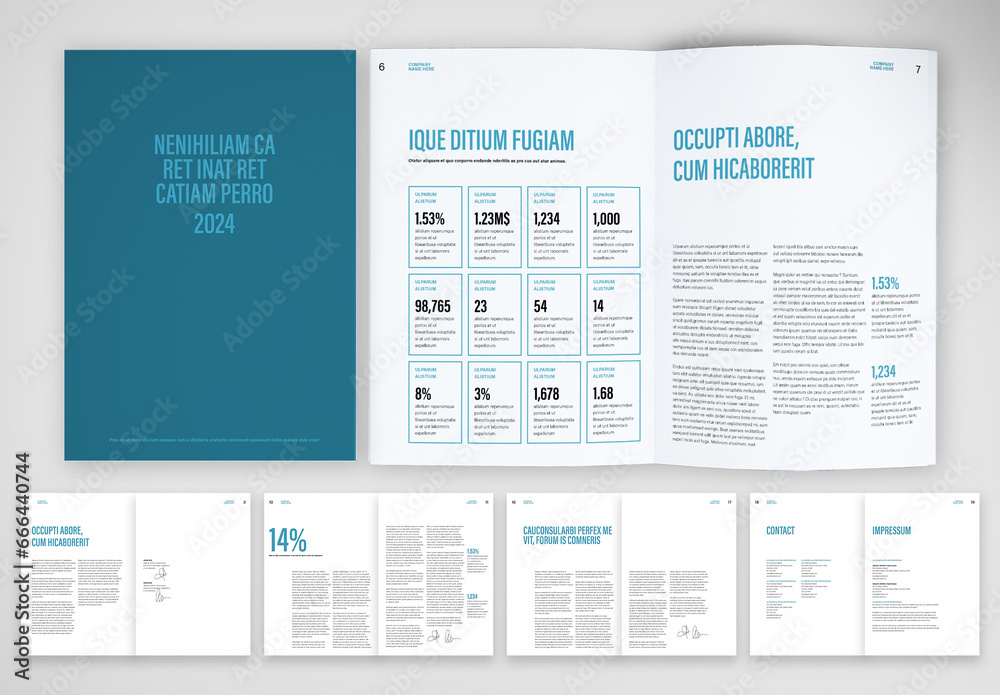 Company Annual Report with Turquoise Accents Stock Template | Adobe Stock