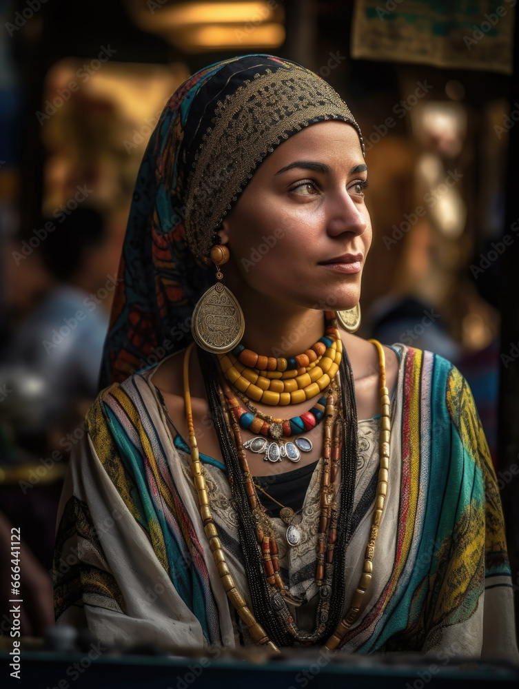 Woman in a traditional dress is looking. Woman in a traditional dress is looking.