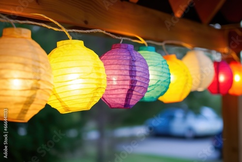 homemade paper lanterns with colored papers and twine