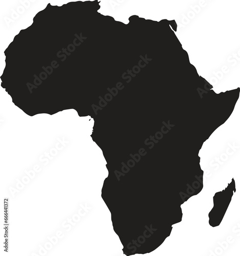 Africa map with wild animals, trees and sun, vector illustration
