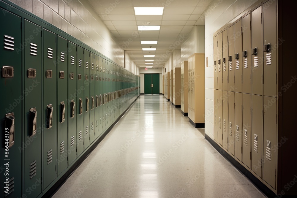 row of lockers in a quiet hallway row of lockers in a quiet hallway