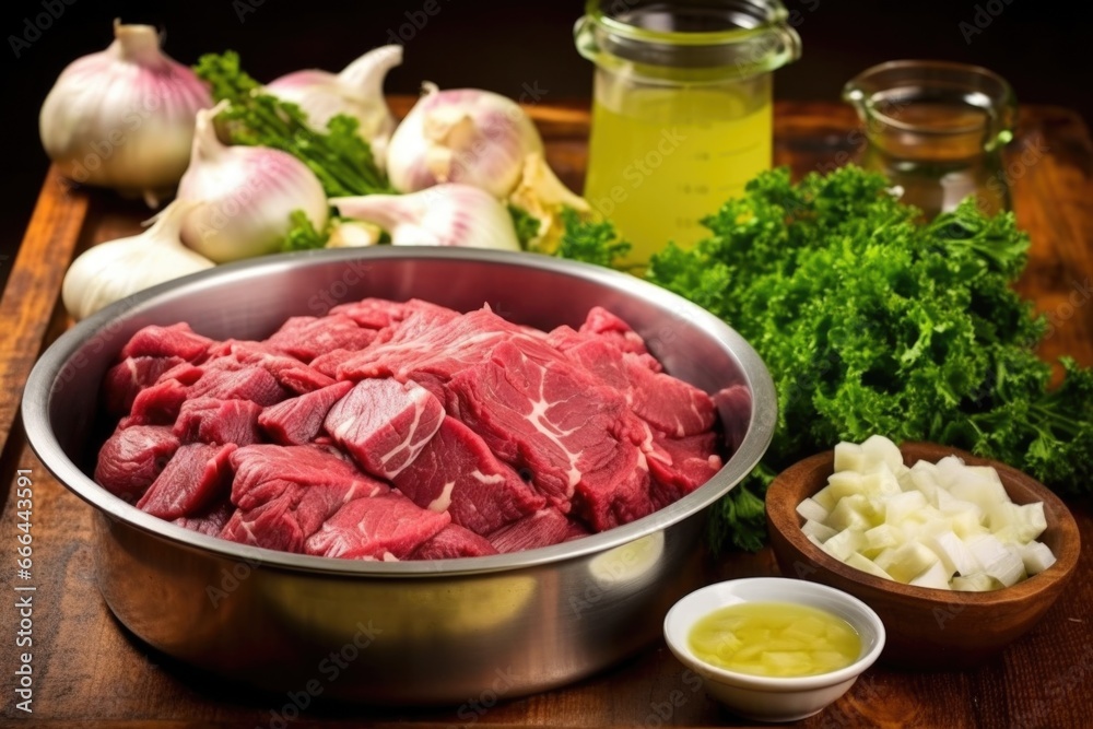 preparation scene of marinading beef for asado preparation scene of marinading beef for asado