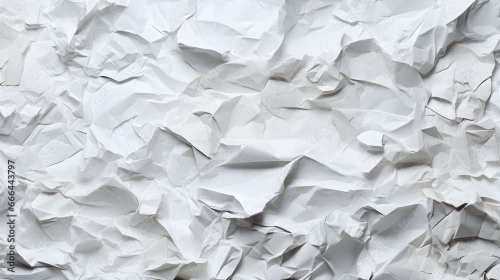 Crumbled paper background with white color and texture design Crumbled paper background with white color and texture design