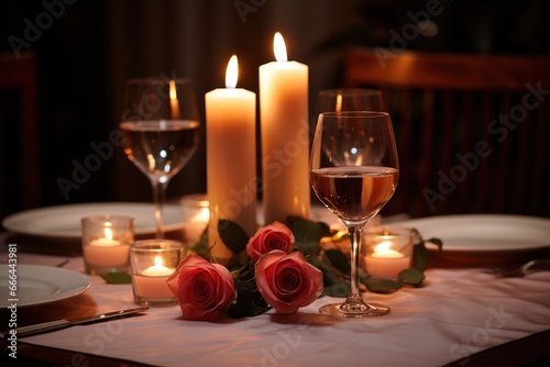 romantic triple candle set on dinner table