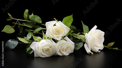 Beautiful white rose on black background.Funeral Concept