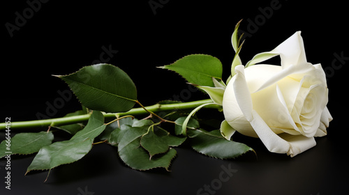 Beautiful white rose on black background.Funeral Concept