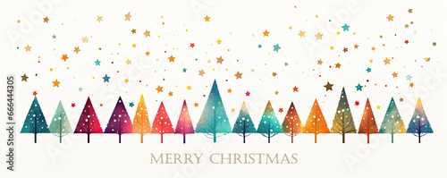 colorful christmas fir tree greeting card illustration
