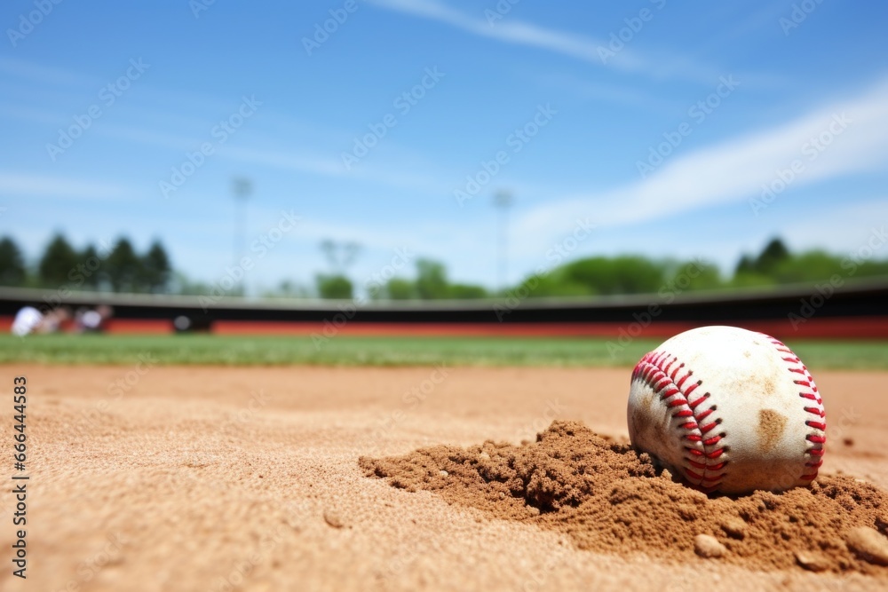 pitchers mound view with baseball and glove