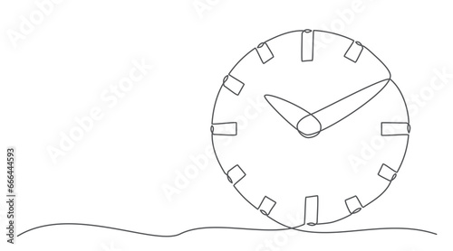 Clock One line drawing on white background