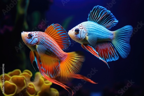 pair of fish with vibrant colors swimming together © altitudevisual