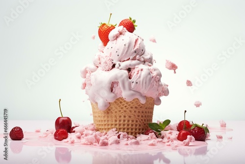 Ice cream on white background. Generative AI