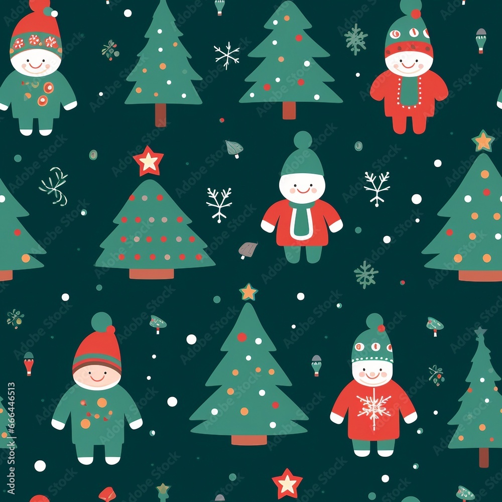 Christmas Background with Santa Claus Delight Children's Pattern Seamless 