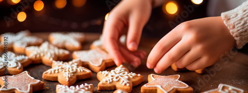A child makes Christmas cookies. Generative AI,