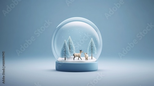 A minimalistic snow globe with a winter scene inside. AI generated
