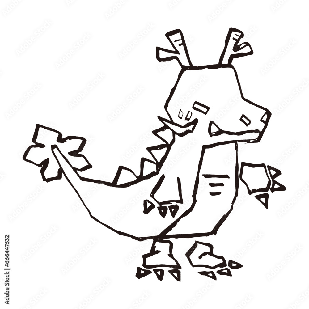 Fototapeta premium 辰年、手書きの辰のキャラクター素材、ベクター