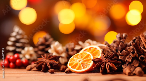 Christmas Spices and oranges. Generative AI,