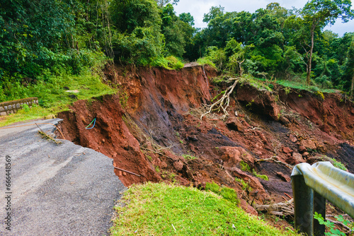Dangerous landslide on the highway of Yellapur,Karnataka, India