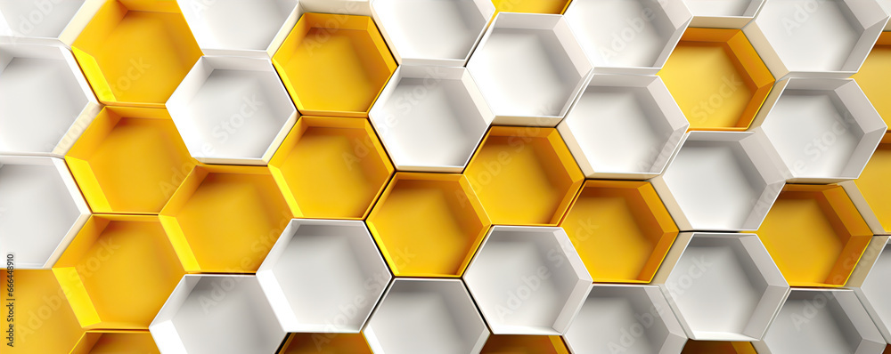 Yellow white honeycomb hexagon texture. abstract honey combs design background