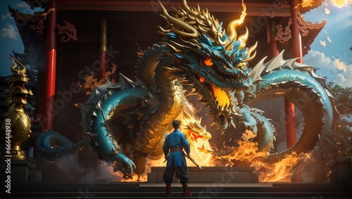"In the Dragon's Fiery Gaze: A Chinese Fantasy Encounter" © MdRifat