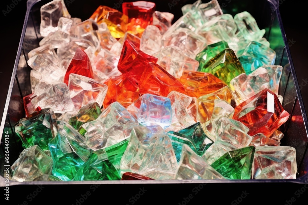 a bin full of raw optical glass a bin full of raw optical glass