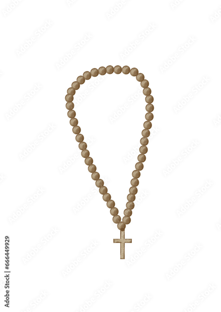 illustration of a cross on beads. Christian attribute without background. hand drawing. for decorating cards, banners, invitations. illustration of a cross on beads. Christian attribute without background. hand drawing. for decorating cards, banners, invitations.